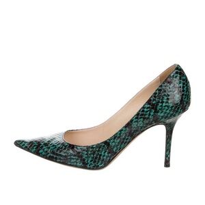 Jimmy Choo Teal Snake-Print Pointed Toe Stiletto